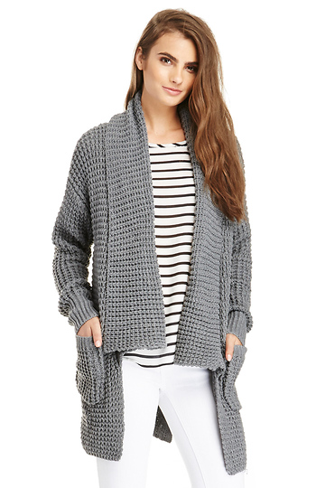 Oversized Shawl Cable Cardigan Slide 1