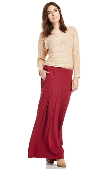 DAILYLOOK Pocketed Stretch Knit Maxi Skirt Slide 1