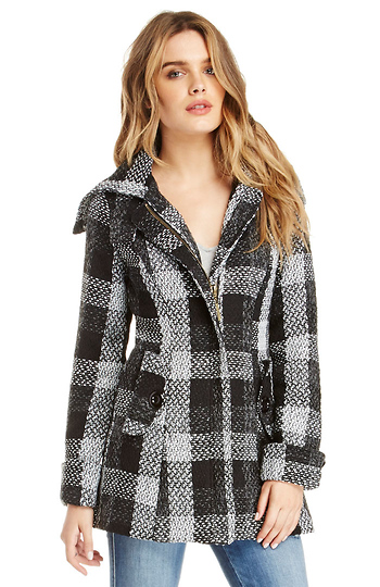 Gingham Tweed Coat Slide 1