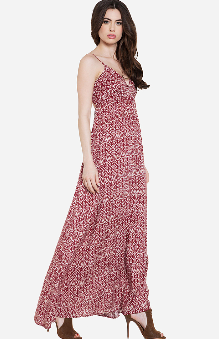 Tribal Tie Back Maxi Dress in Red | DAILYLOOK