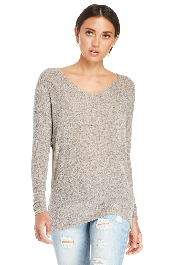 Dolman Sleeve Knit Top in Taupe | DAILYLOOK