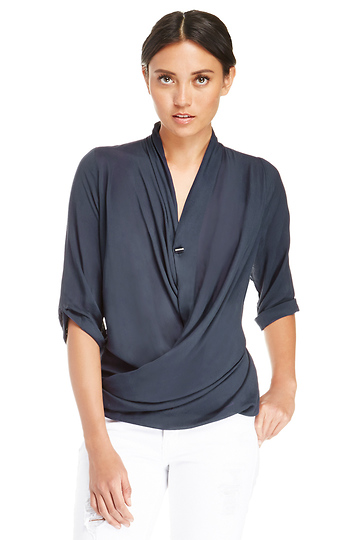 Faux Wrap Gauzy Blouse Slide 1