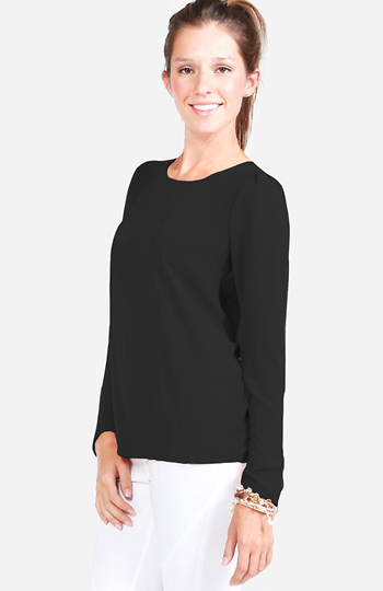 Key Hole Back Long Sleeve Top Slide 1