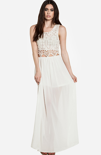 Sheer Lace Top Maxi Dress Slide 1