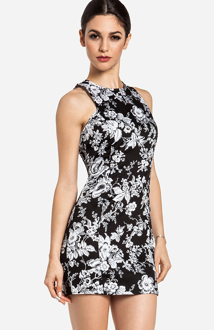 Classic Floral Mini Dress in Black DAILYLOOK