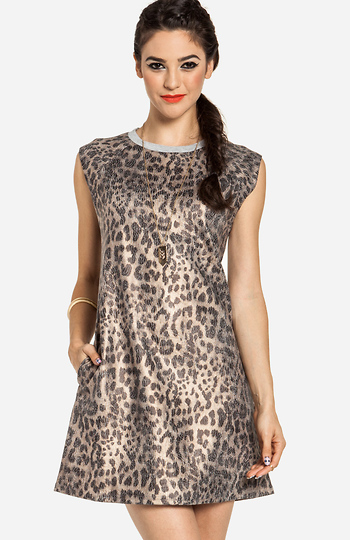 Metallic Leopard Sweatshirt Dress Slide 1