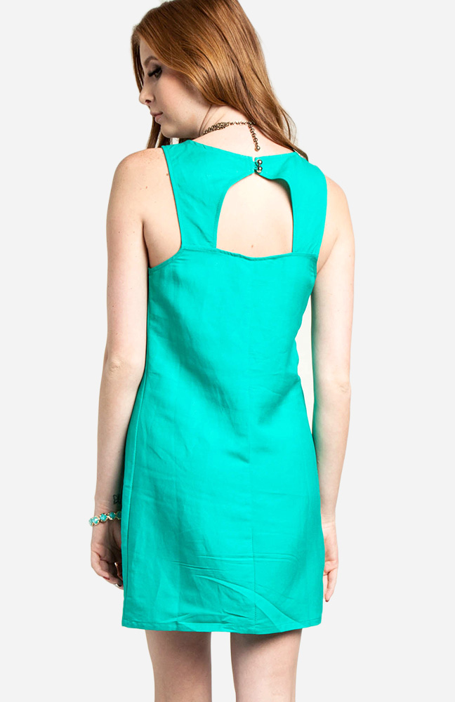 Embroidered Lace Shift Dress in Turquoise DAILYLOOK