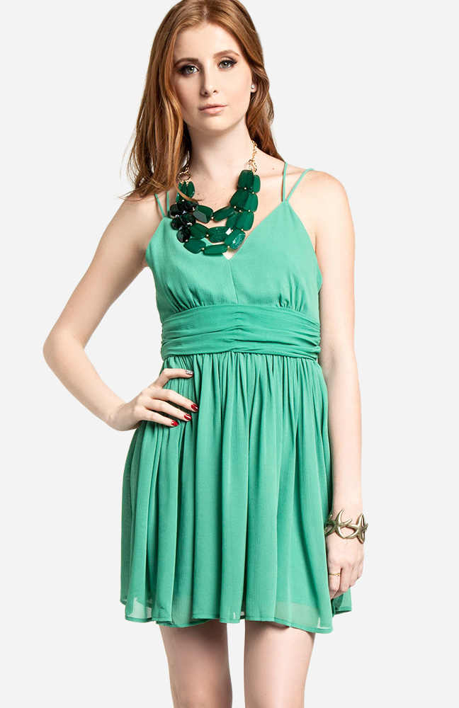 BB Dakota Edie Chiffon Dress in Green | DAILYLOOK
