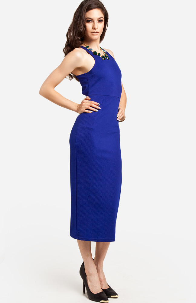 Midi Bodycon Dress in Royal Blue | DAILYLOOK