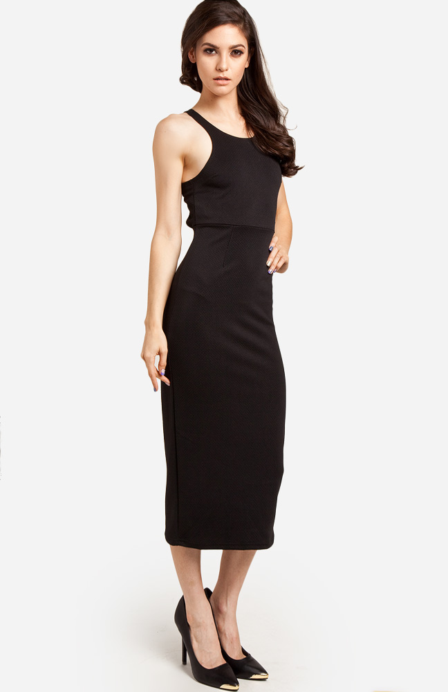 Midi Bodycon Dress in Black DAILYLOOK