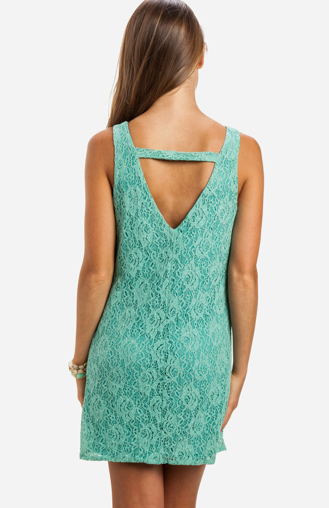 Embroidered Lace Shift Dress in Mint DAILYLOOK