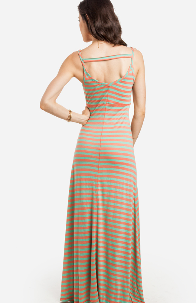 Button Down Striped Maxi Dress in Floral Multi DAILYLOOK