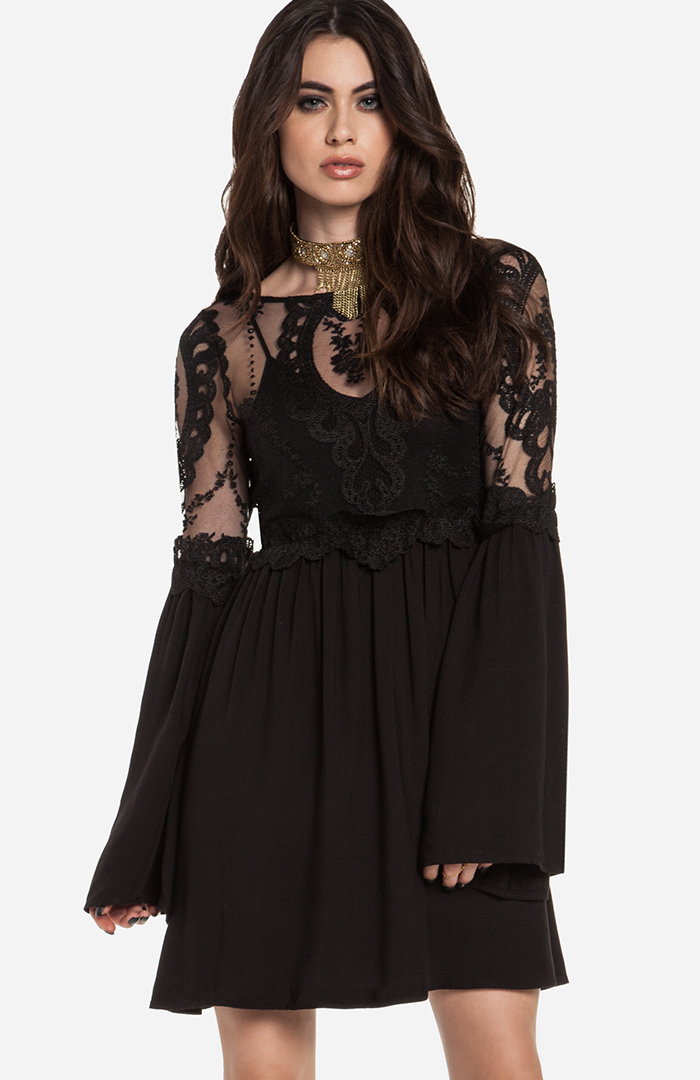 For Love & Lemons Isabella Dress in Black | DAILYLOOK