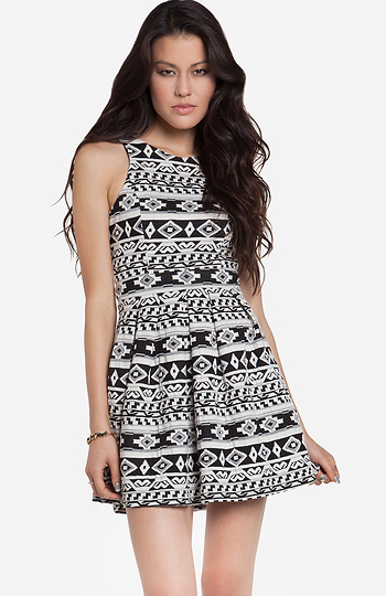 Aztec Knit Fit and Flare Dress Slide 1