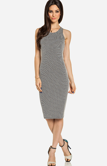 Checkered Knit Midi Dress Slide 1