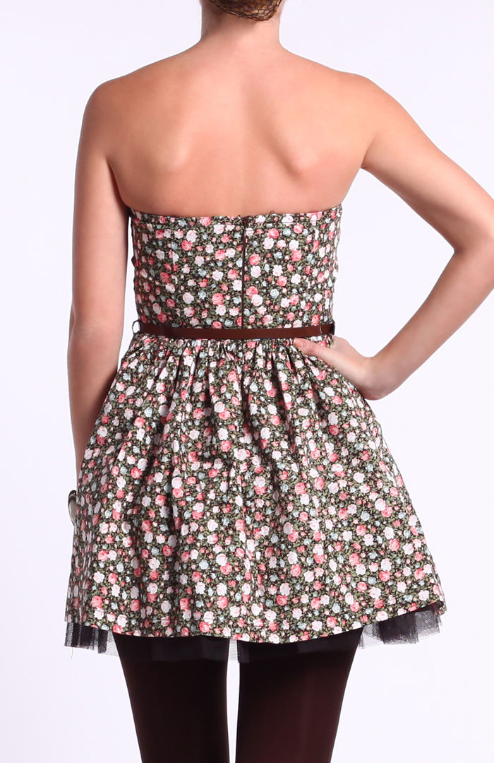 Cotton Flower Dress with Patent Belt by Sans Souci