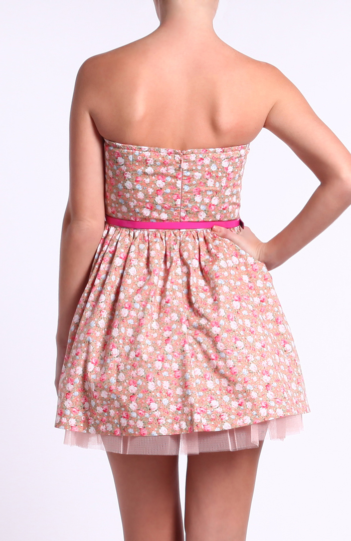 Cotton Flower Dress with Patent Belt by Sans Souci