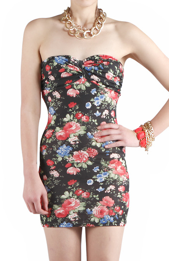 Floral Print Tube Dress Slide 1