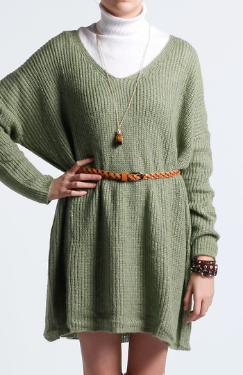 V-Neck Sweater Dress Slide 1