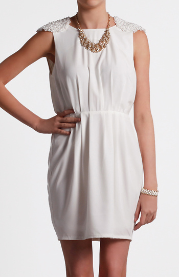 Beaded Shoulder Dress Slide 1