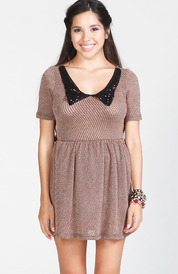 Metallic Peter Pan Collar Dress Slide 1