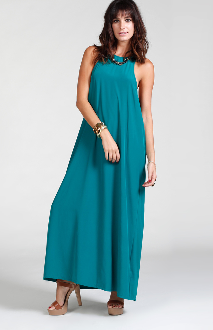 Tank Racer Back Maxi Dress in Green DAILYLOOK