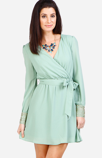 Beaded Cuff Dress Slide 1