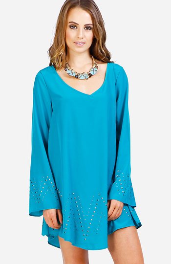Bell Sleeve Stud Dress Slide 1