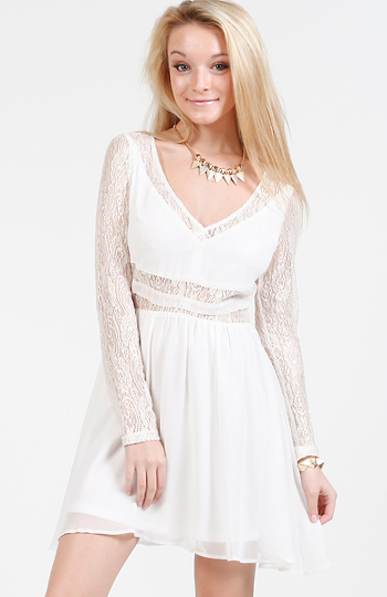 Metallic Lace Insert Dress Slide 1