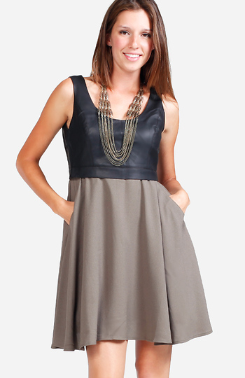 Leatherette Bust Dress Slide 1