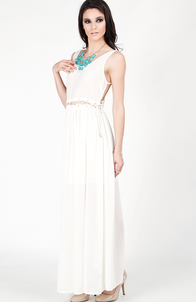 white cut out maxi
