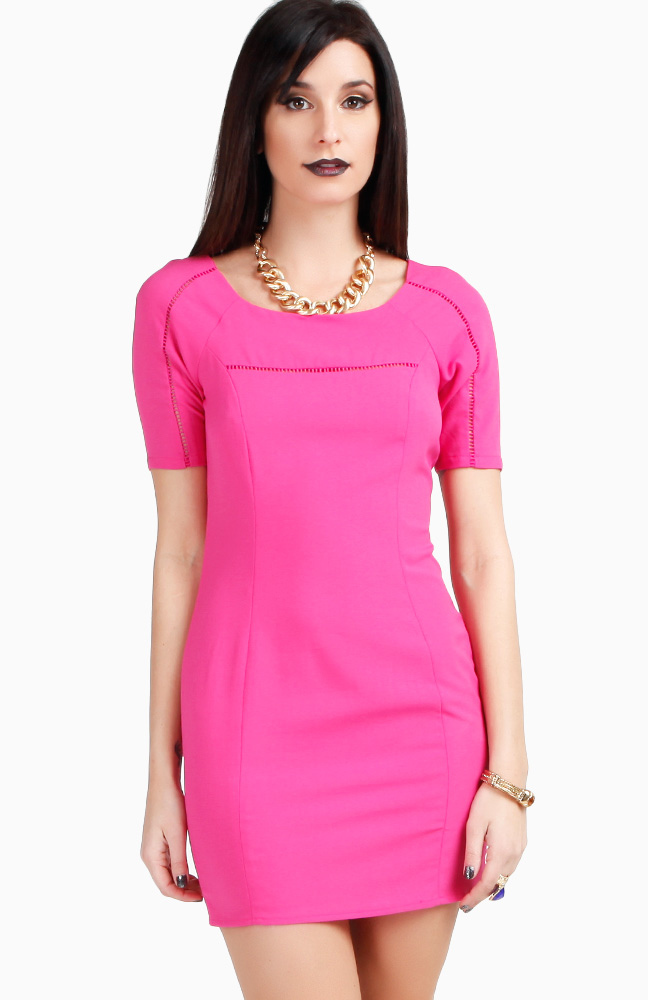 Perforated Sheath Dress in Pink DAILYLOOK