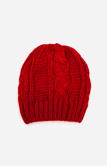 Oversized Cable Knit Beanie Slide 1