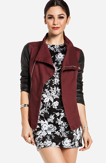 Leatherette Sleeve Twill Jacket Slide 1