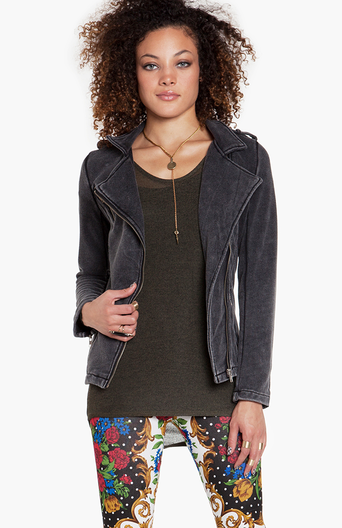 Knit Moto Jacket in Charcoal DAILYLOOK