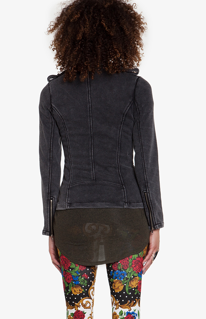 Knit Moto Jacket in Charcoal DAILYLOOK
