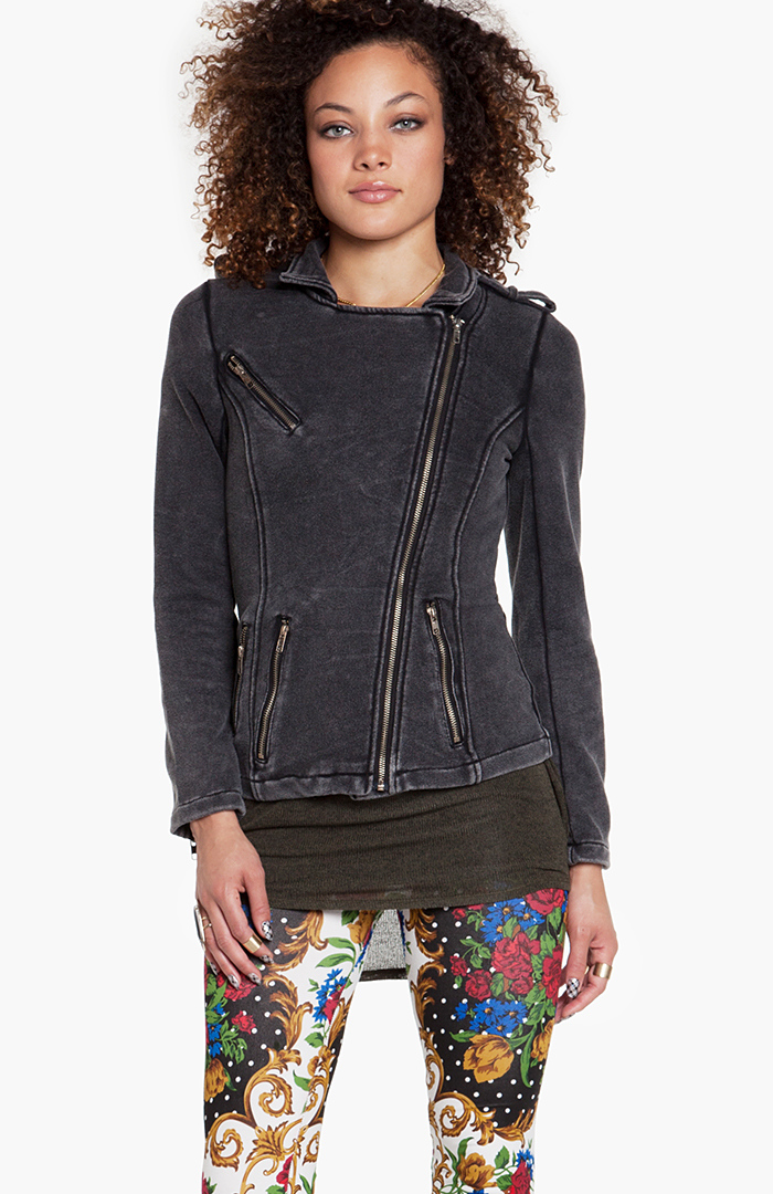 Knit Moto Jacket in Charcoal DAILYLOOK