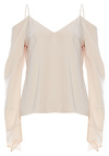 C/MEO Collective Draped Cold Shoulder Long Sleeve Top