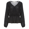 Surplice Gathered Waist Long Sleeve Top
