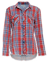 Sneak Peek Raw Hem Button Up Plaid Shirt