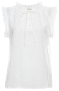 Mod Ref Half Placket Ruffled Sleeveless Top