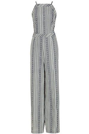 Line & Dot Deep V Jumpsuit in Mojave Stripe Slide 1