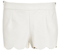 Scalloped Hem Vegan Leather Shorts