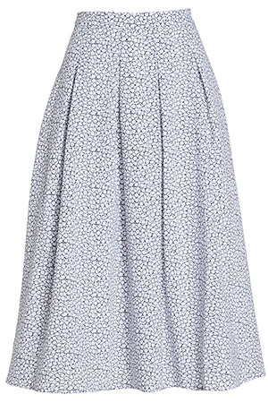 J.O.A. Abstract Print Pleated Midi Skirt Slide 1