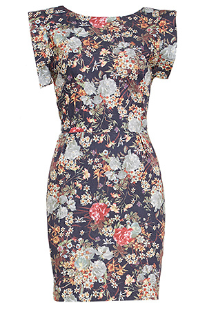 Line & Dot Deep V Back Floral Dress Slide 1