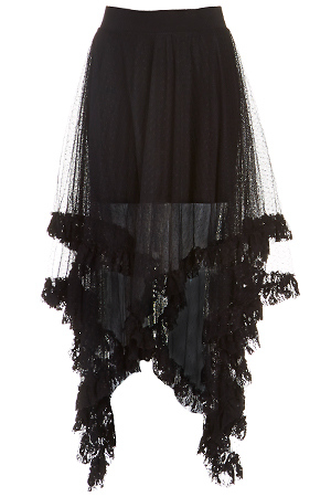 Tiered Lace Midi Skirt in Black | DAILYLOOK