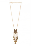 DAILYLOOK Chevron Coin Fringe Necklace