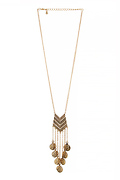 DAILYLOOK Chevron Coin Fringe Necklace