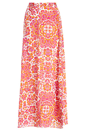 Floral Print Silk Skirt in Floral Multi | DAILYLOOK