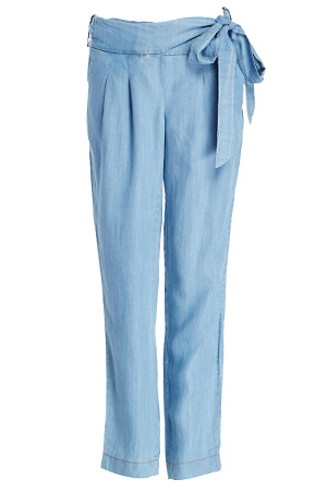 Belted Bow Chambray Tencel Pants Slide 1